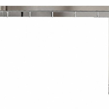 60" Silver Glass And Solid Wood Pedestal Console Table
