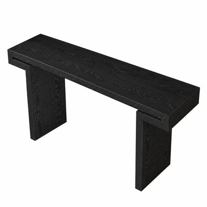 60" Natural Wood Pedestal Console Table HomeRoots