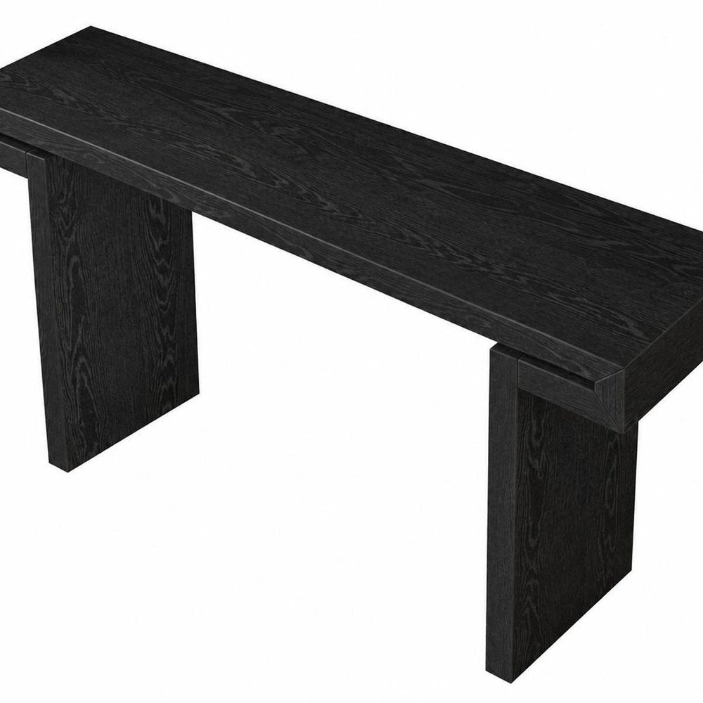 60" Natural Wood Pedestal Console Table — view 3