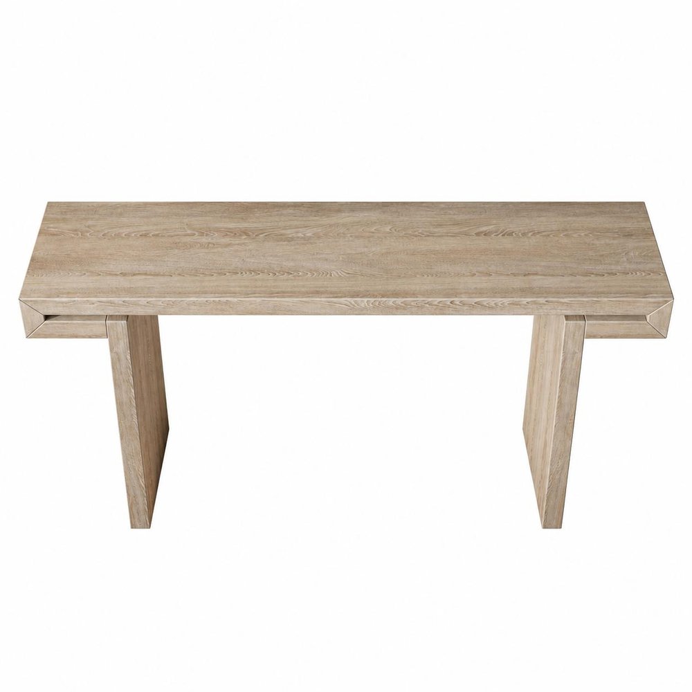 60" Natural Wood Pedestal Console Table — view 7