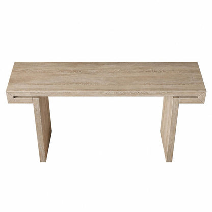 60" Natural Wood Pedestal Console Table