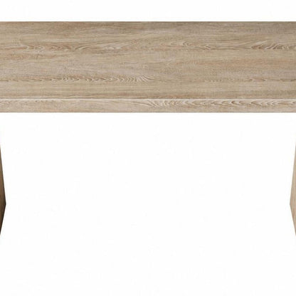 60" Natural Wood Pedestal Console Table