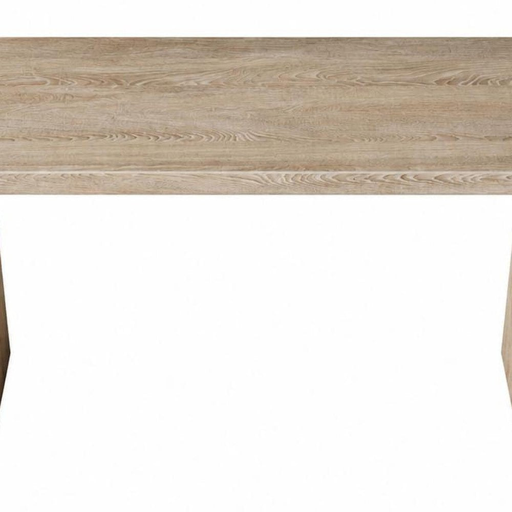 60" Natural Wood Pedestal Console Table — view 9