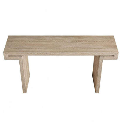 60" Natural Wood Pedestal Console Table