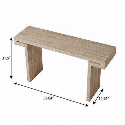 60" Natural Wood Pedestal Console Table HomeRoots