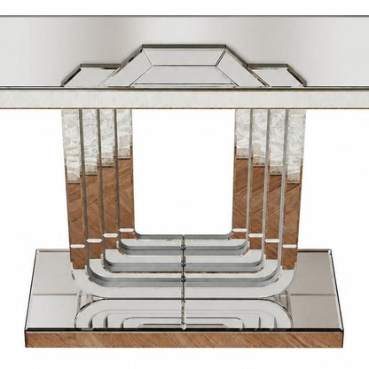 47" Silver Glass And Solid Wood Sled Console Table HomeRoots