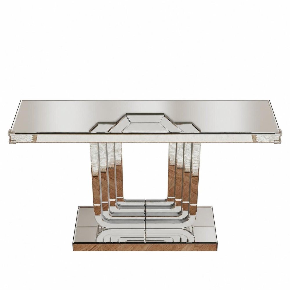 47" Silver Glass And Solid Wood Sled Console Table HomeRoots