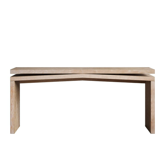 65" Brown Distressed Wood Sled Console Table