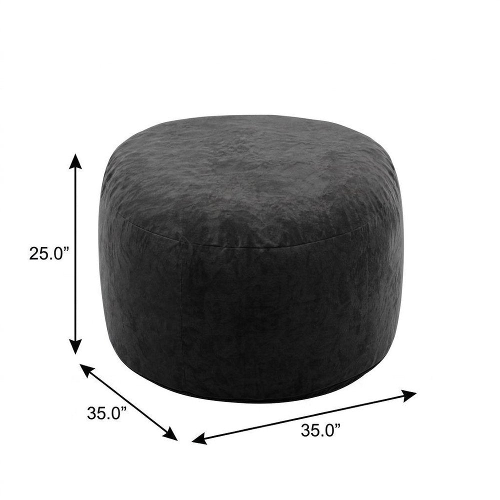 35" Black Upholstered Bean Bag Chair HomeRoots