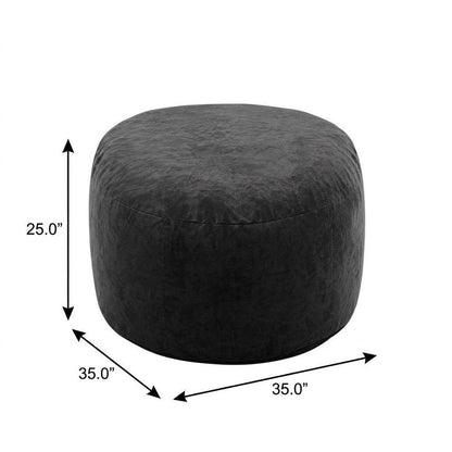 35" Black Upholstered Bean Bag Chair HomeRoots