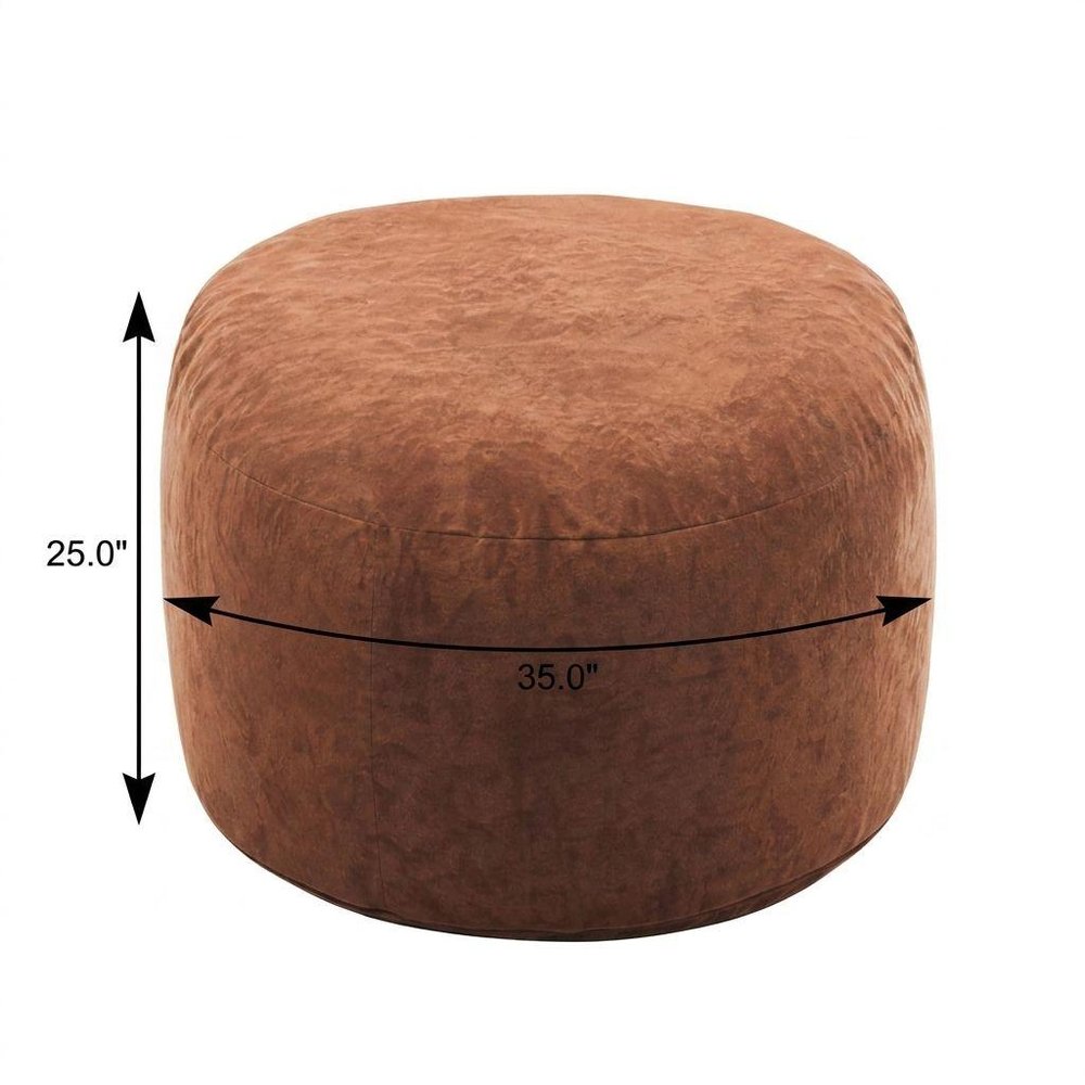 35" Brown Upholstered Bean Bag Chair HomeRoots