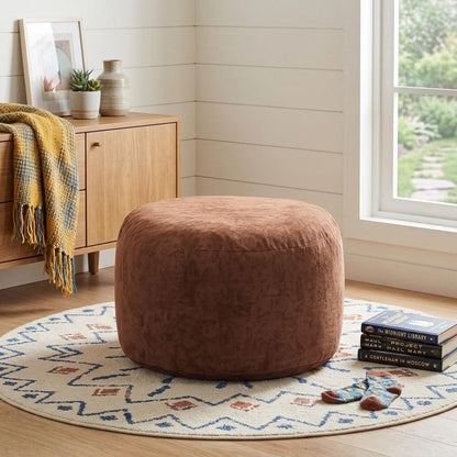 35" Brown Upholstered Bean Bag Chair HomeRoots