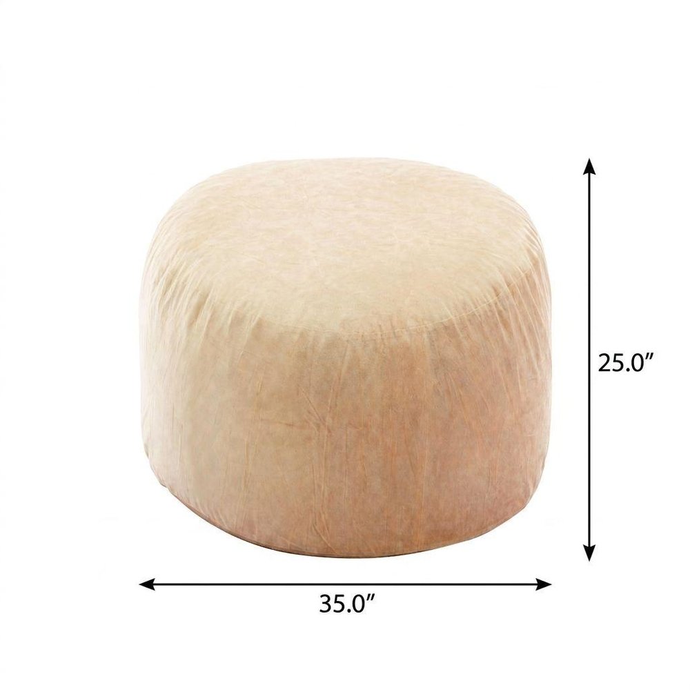 35" Camel Upholstered Bean Bag Chair — view 2