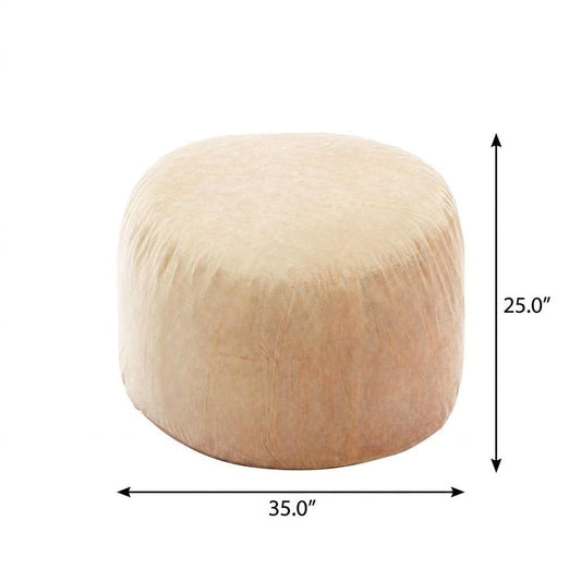 35" Camel Upholstered Bean Bag Chair