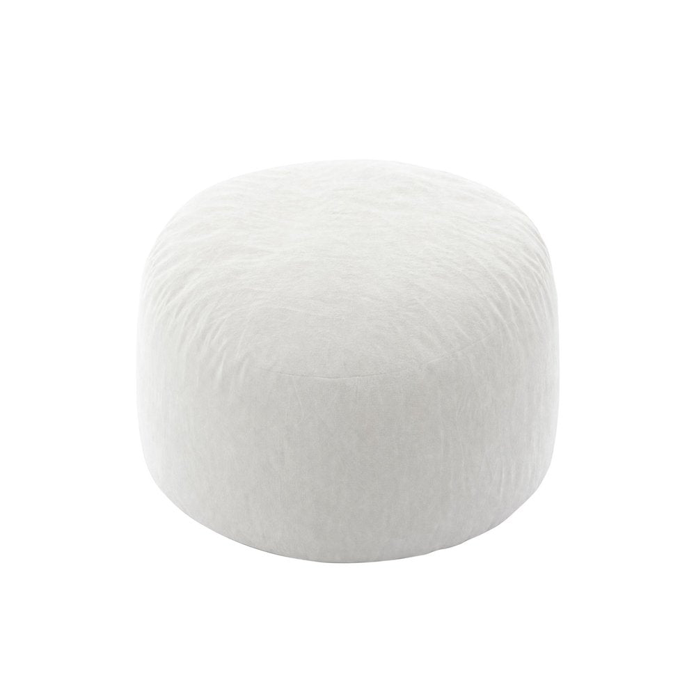 35" White Upholstered Bean Bag Chair — view 1
