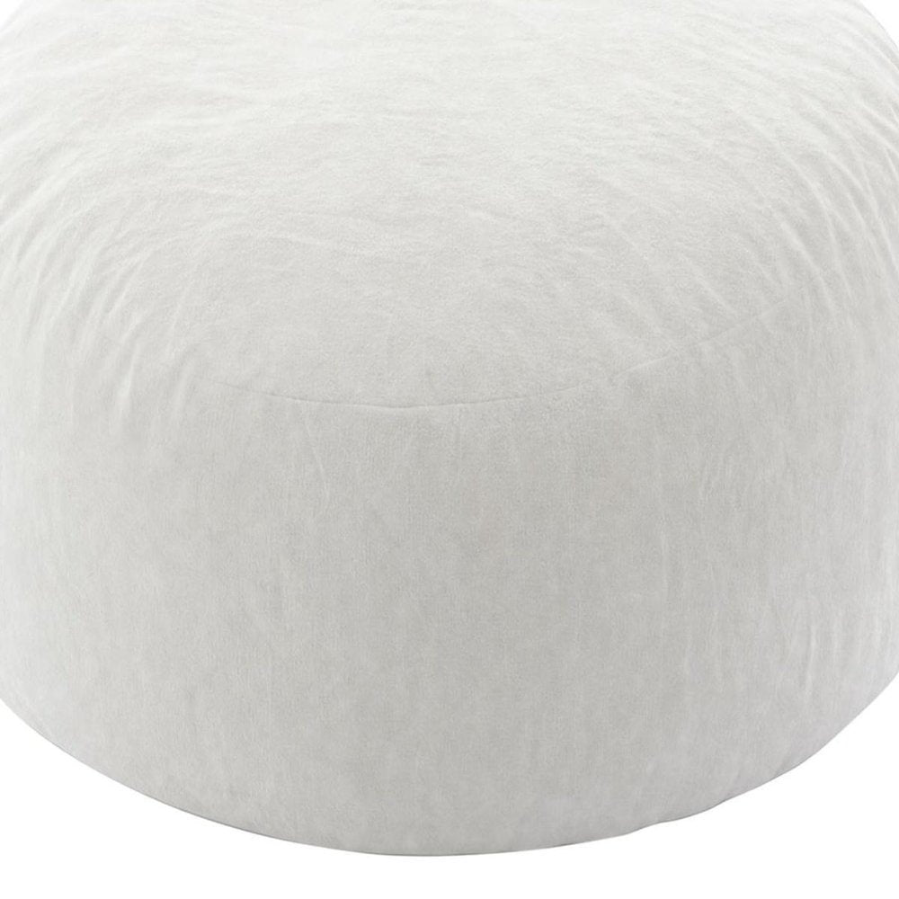35" White Upholstered Bean Bag Chair