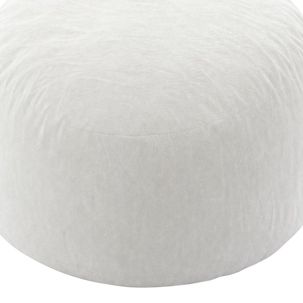 35" White Upholstered Bean Bag Chair