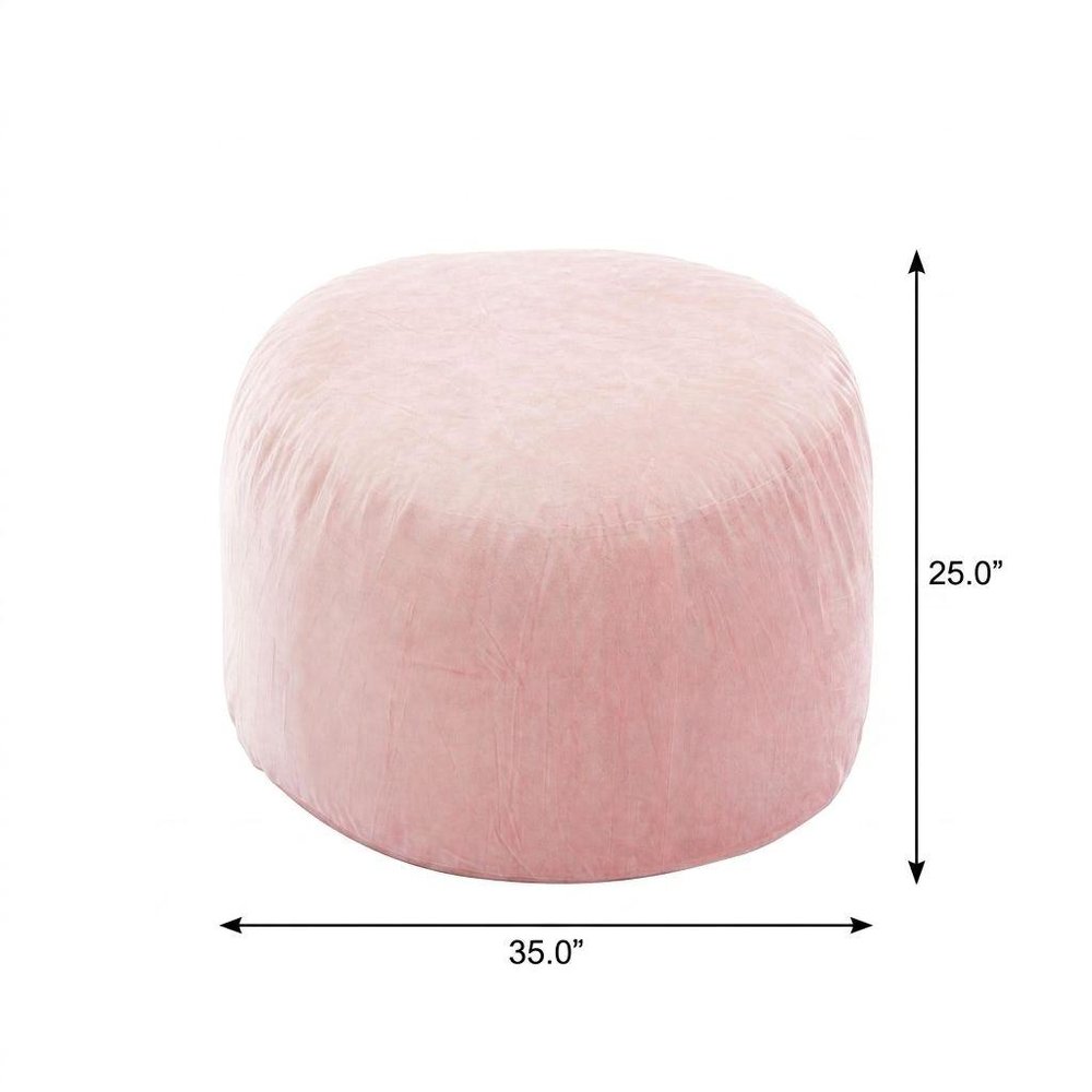 35" Pink Upholstered Bean Bag Chair — view 6
