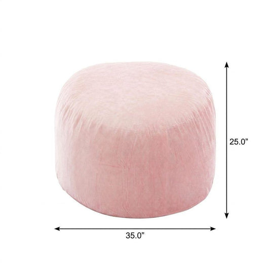 35" Pink Upholstered Bean Bag Chair