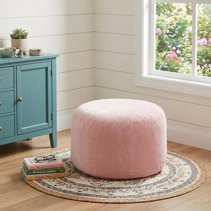 35" Pink Upholstered Bean Bag Chair HomeRoots
