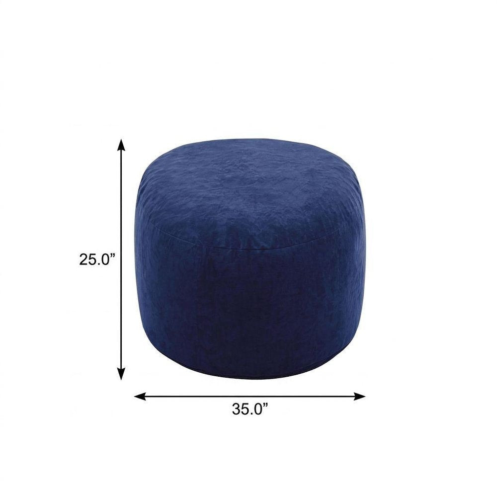 35" Blue Upholstered Bean Bag Chair HomeRoots