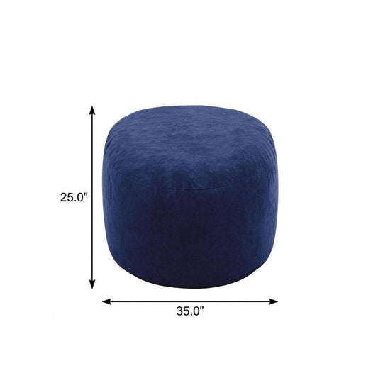 35" Blue Upholstered Bean Bag Chair