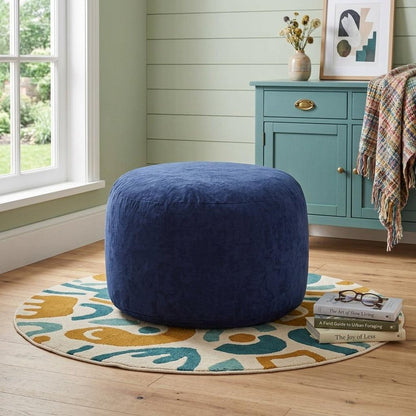46" Blue Upholstered Bean Bag Chair HomeRoots
