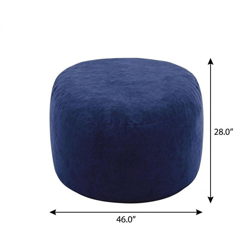 46" Blue Upholstered Bean Bag Chair HomeRoots