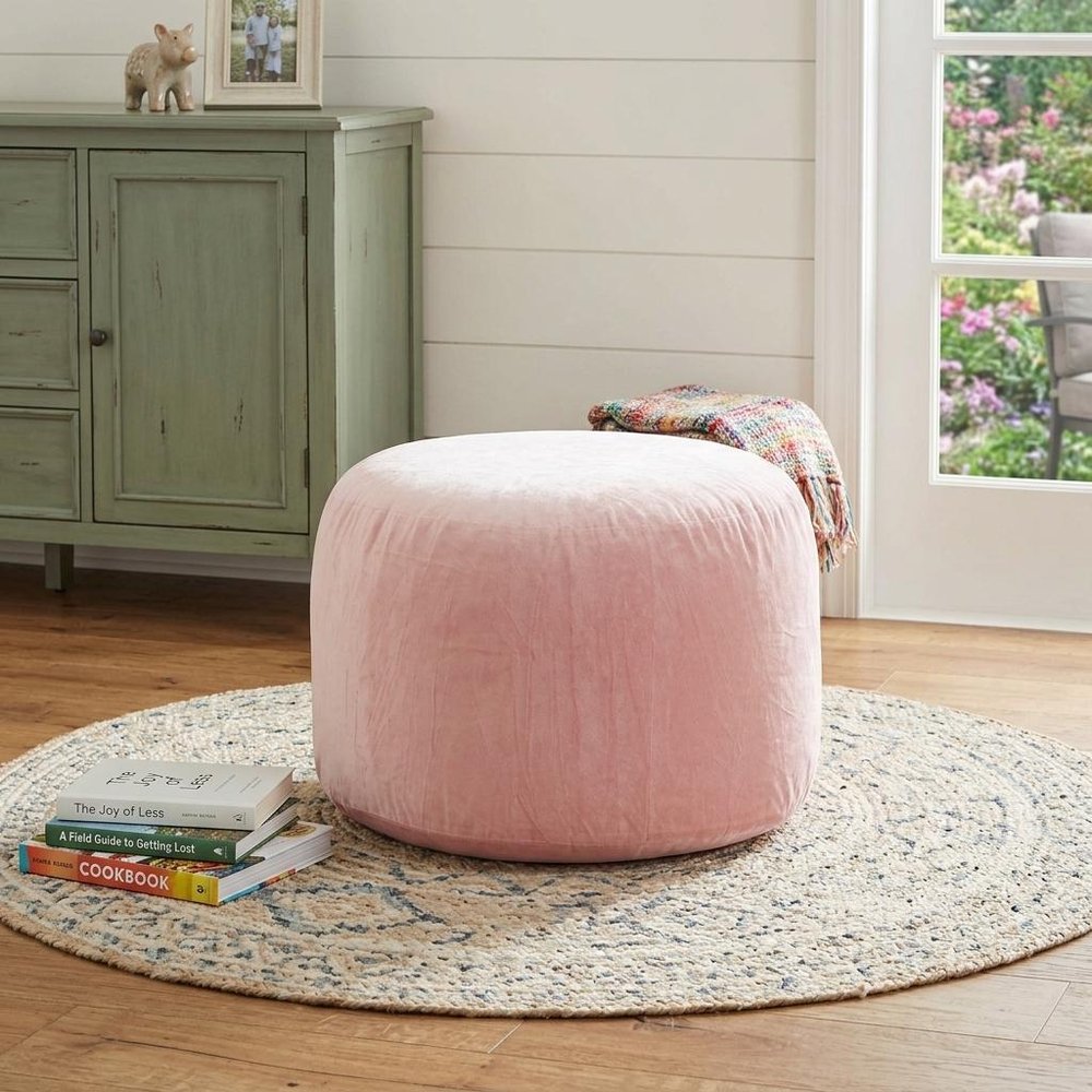 46" Pink Upholstered Bean Bag Chair HomeRoots