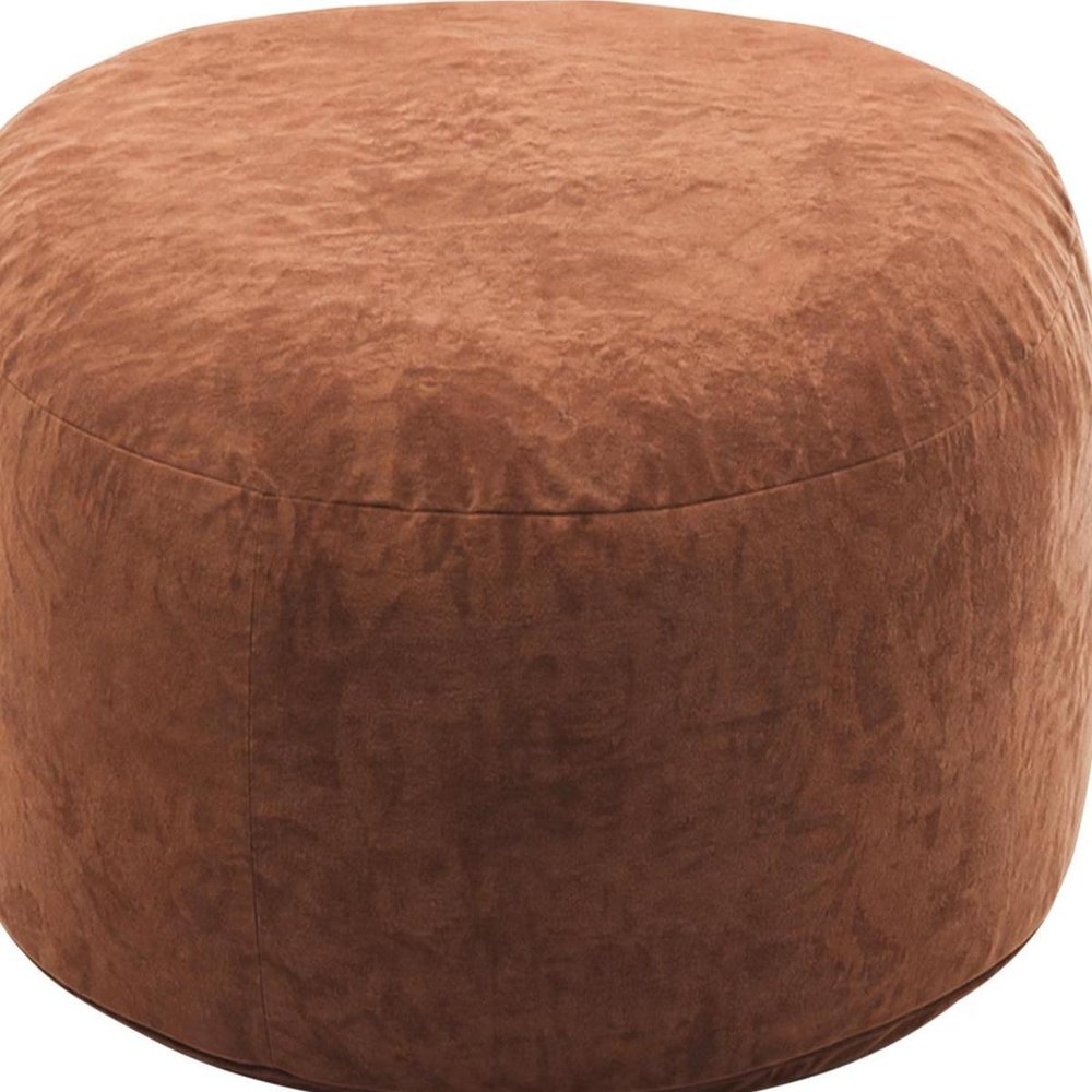 46" Brown Upholstered Bean Bag Chair