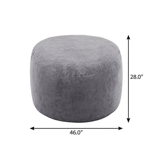 46" Gray Upholstered Bean Bag Chair