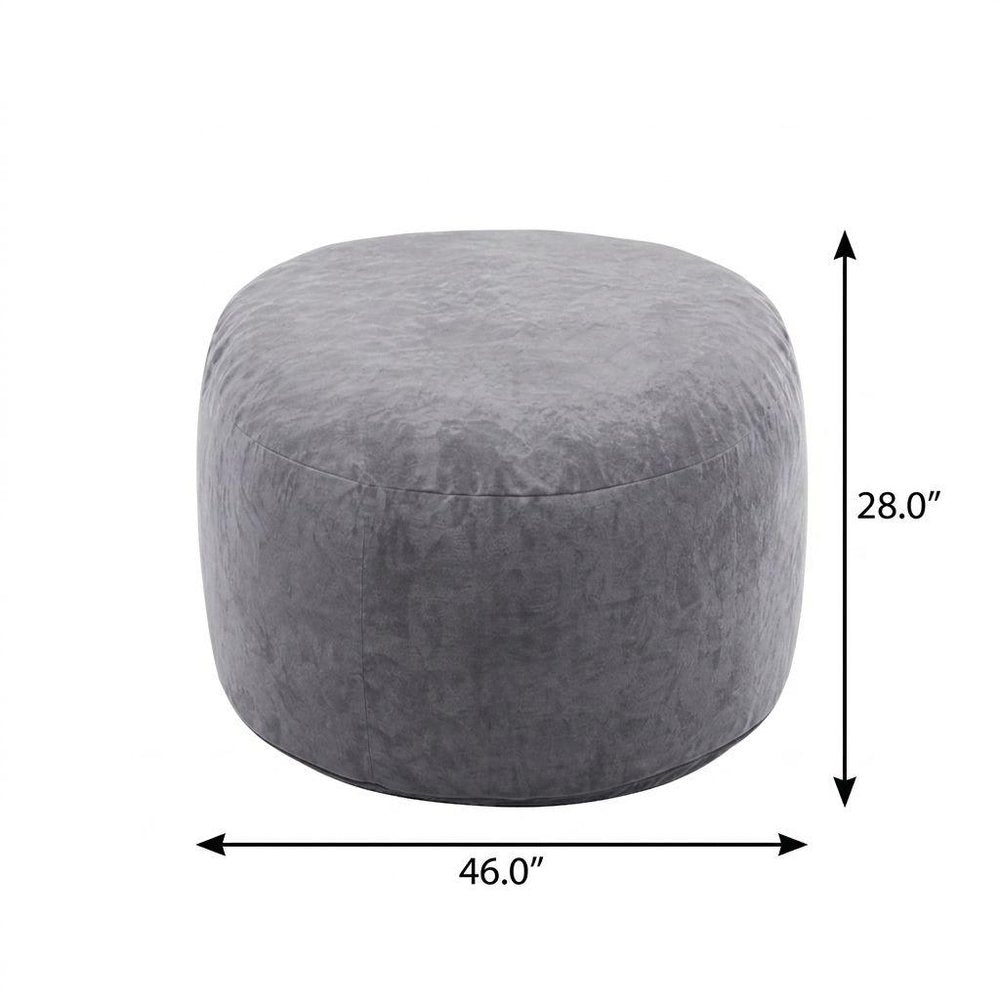46" Gray Upholstered Bean Bag Chair — view 6