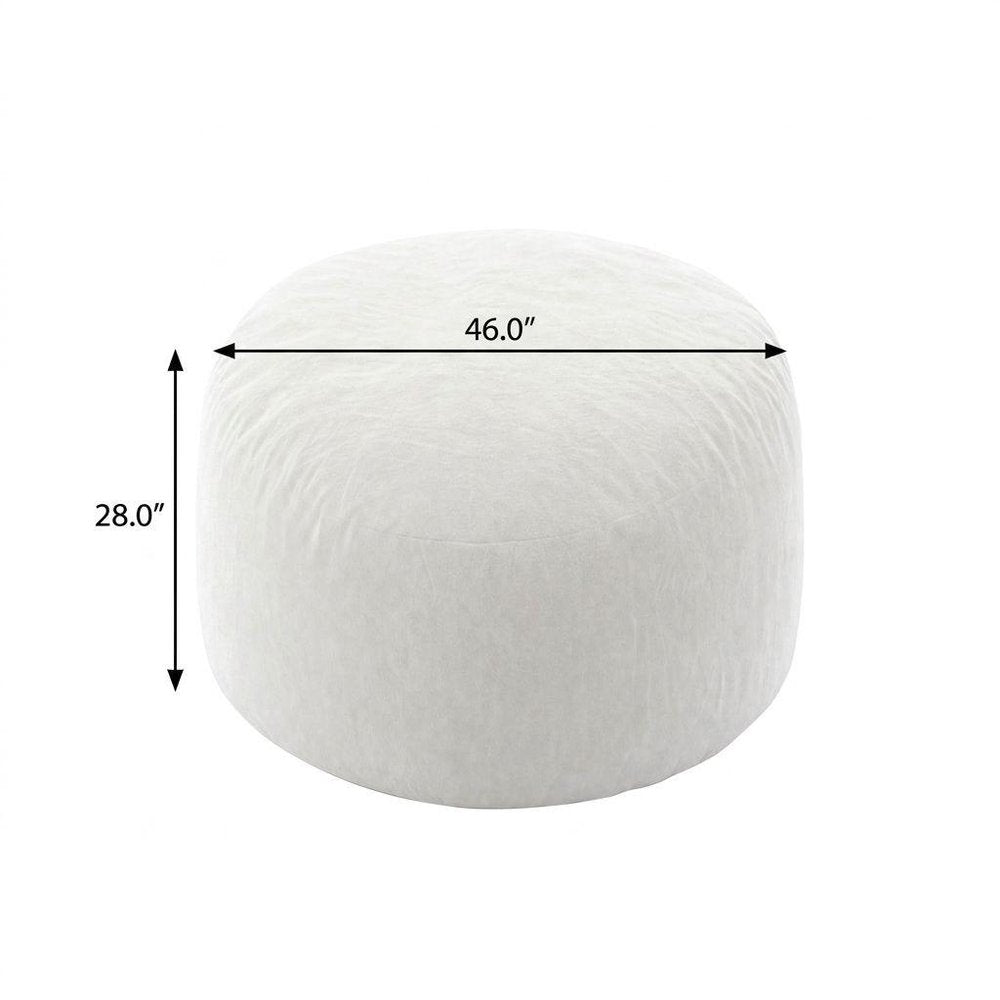 46" White Upholstered Bean Bag Chair