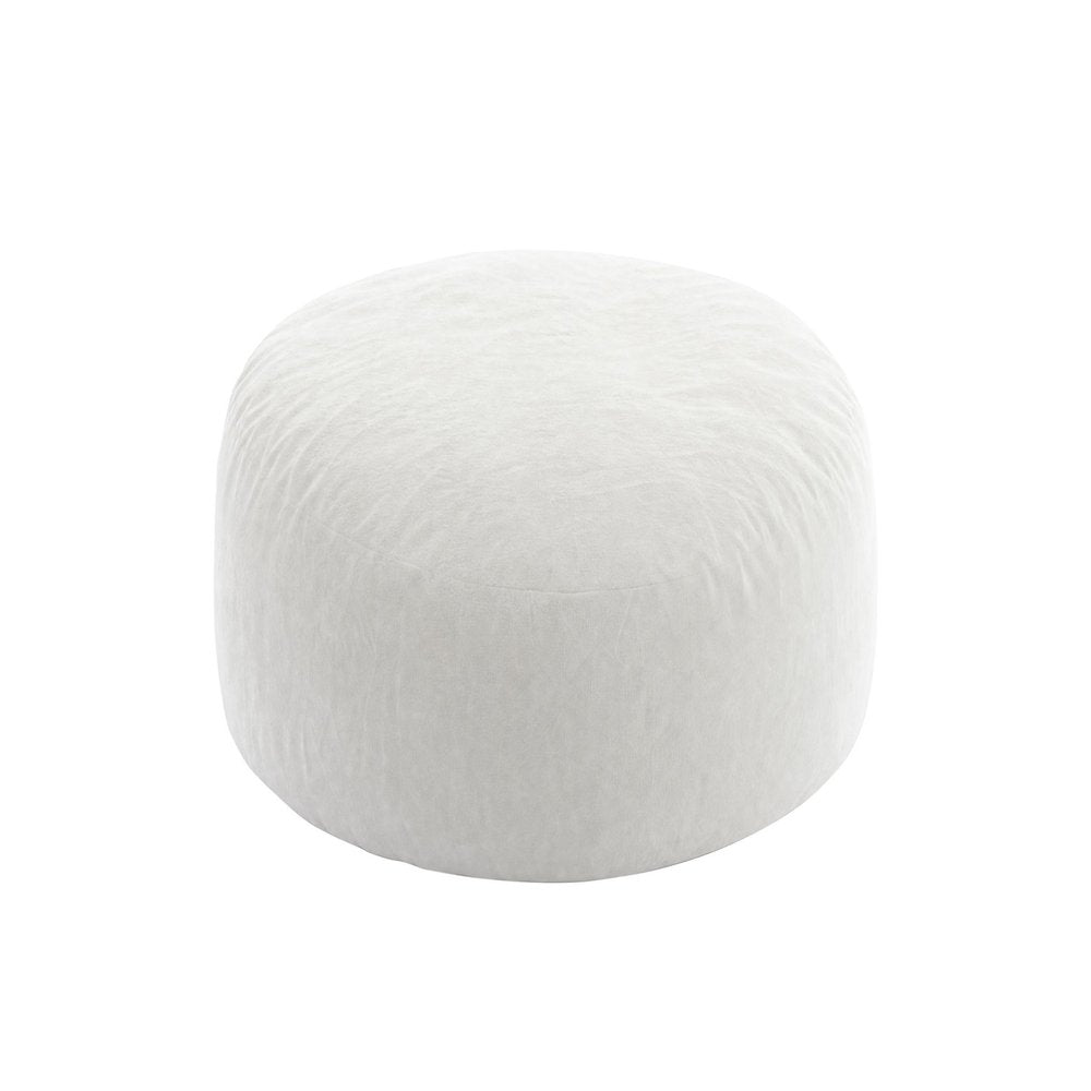 46" White Upholstered Bean Bag Chair — view 4