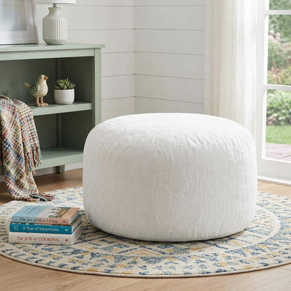 46" White Upholstered Bean Bag Chair HomeRoots