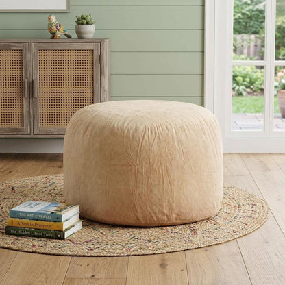 46" Camel Upholstered Bean Bag Chair HomeRoots