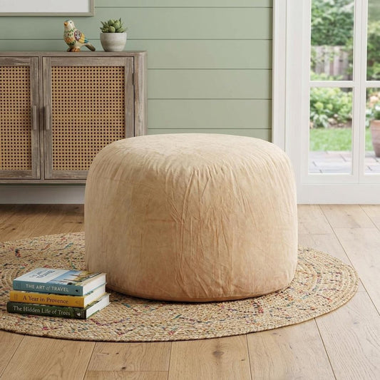 46" Camel Upholstered Bean Bag Chair