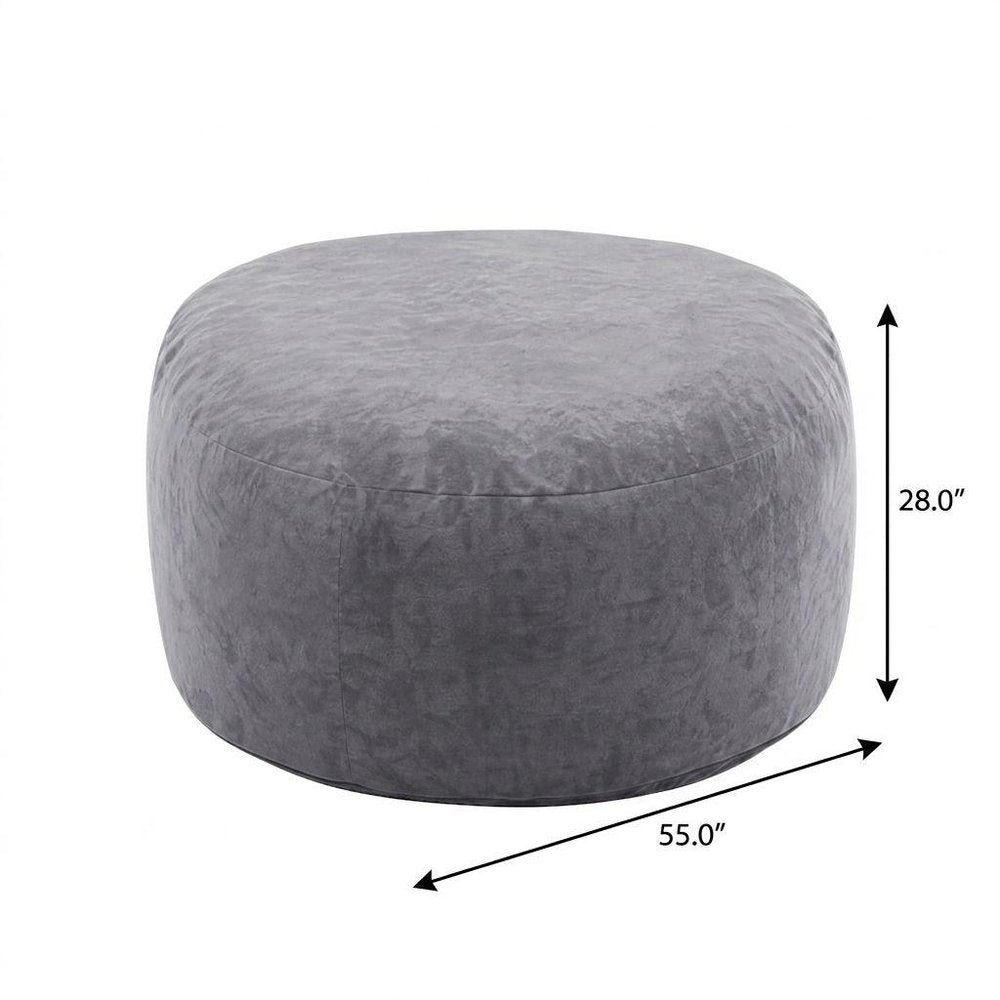 55" Gray Upholstered Bean Bag Chair HomeRoots