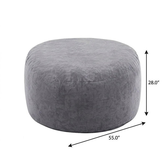 55" Gray Upholstered Bean Bag Chair