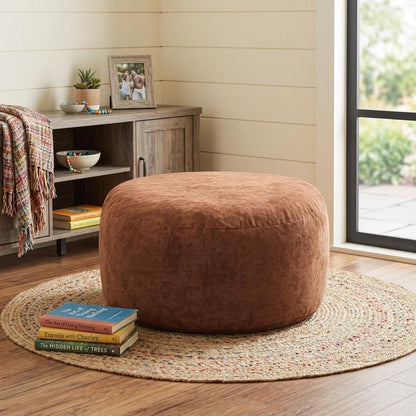 55" Brown Upholstered Bean Bag Chair HomeRoots