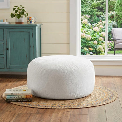 55" White Upholstered Bean Bag Chair HomeRoots