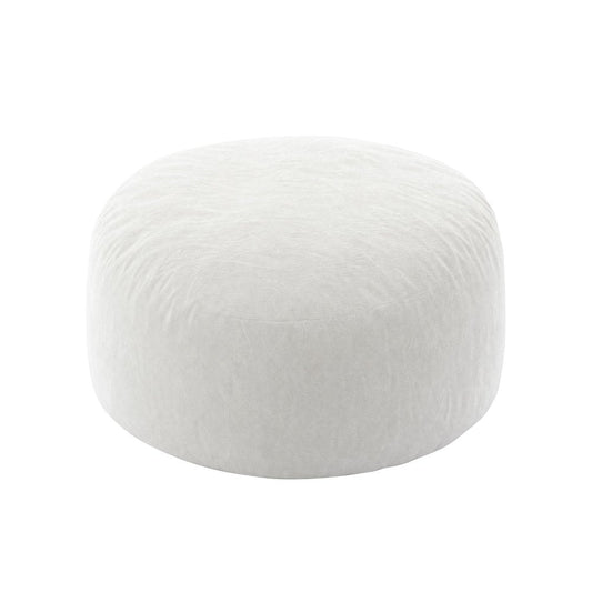 55" White Upholstered Bean Bag Chair