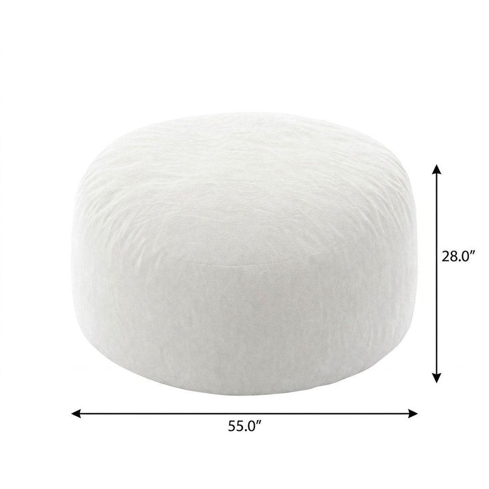 55" White Upholstered Bean Bag Chair — view 2