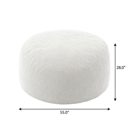 55" White Upholstered Bean Bag Chair