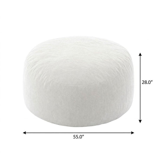 55" White Upholstered Bean Bag Chair