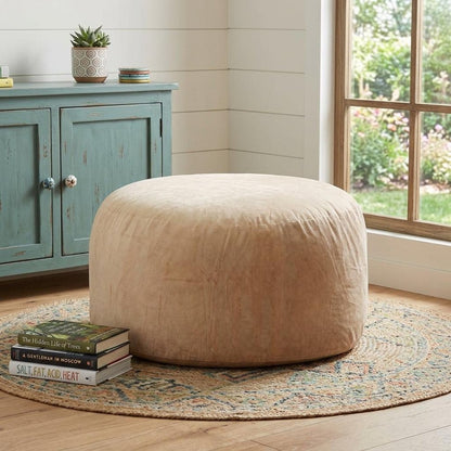 55" Camel Upholstered Bean Bag Chair HomeRoots