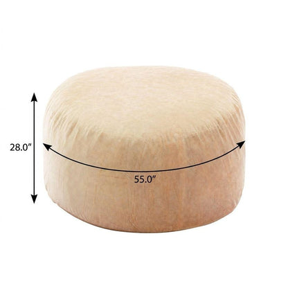 55" Camel Upholstered Bean Bag Chair HomeRoots