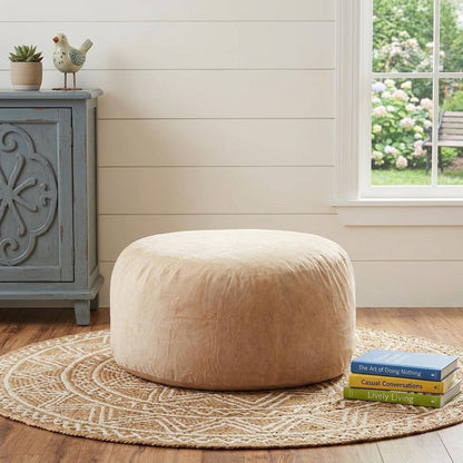 62" Camel Upholstered Bean Bag Chair HomeRoots