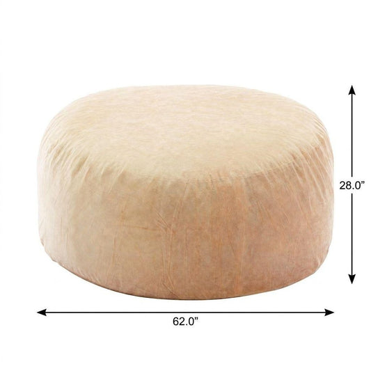 62" Camel Upholstered Bean Bag Chair