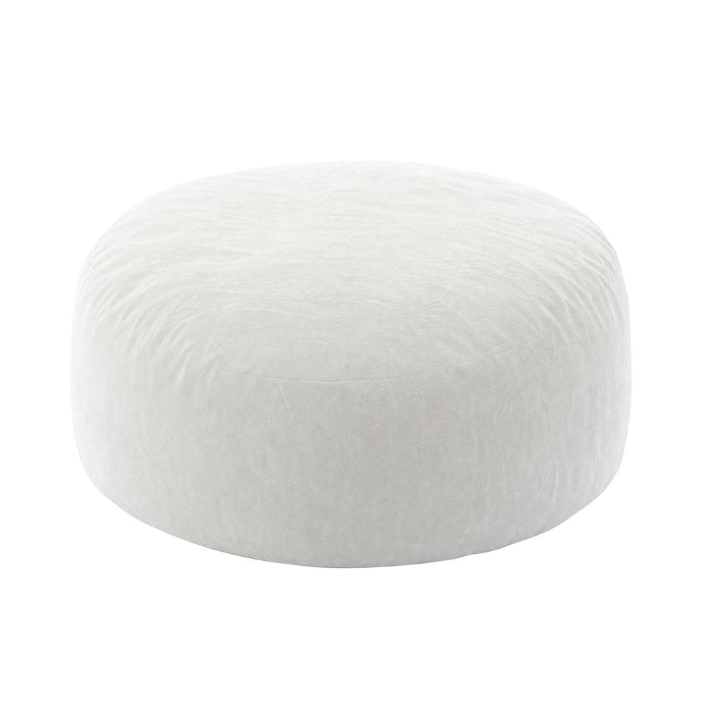 62" White Upholstered Bean Bag Chair — view 1